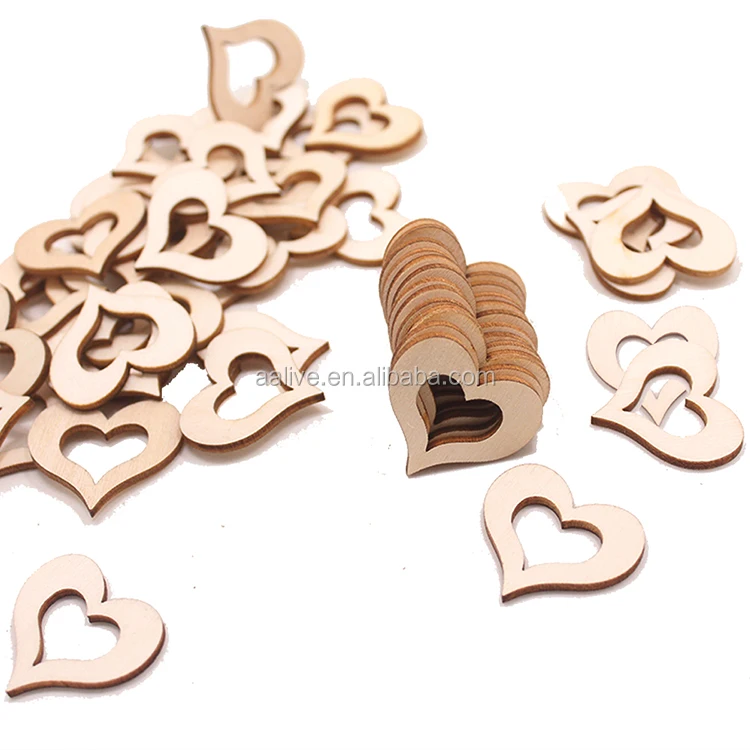 Promotion customization creative carving of wooden crafts heart-shaped decorative wood chips