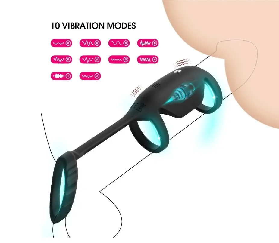 Male Prostate Massage Vibrator Silicone Penis Ring Delayed Ejaculation Device Sex Toys For Men