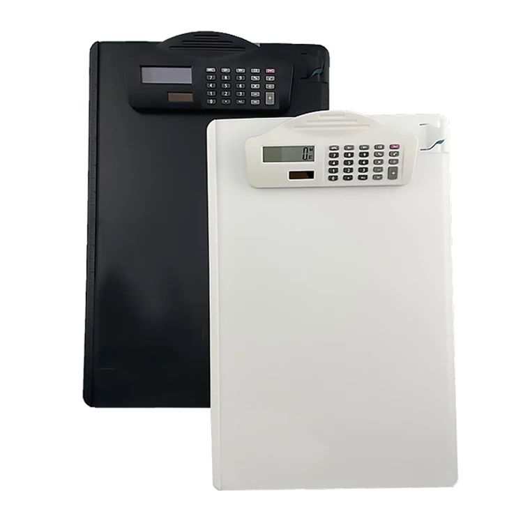 LOW MOQ Newest style Multi Function White Plastic Clipboard With Ruler And Super Thin Solar Power 8 Digits Display Calculator