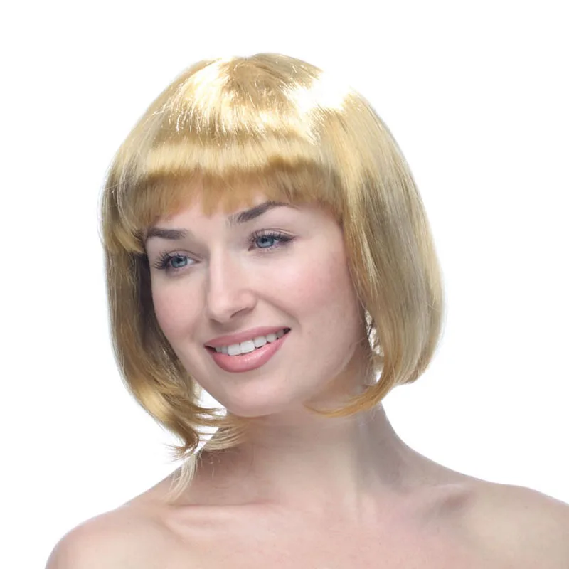 Good Omens Cosplay Short Straight BOB wig Synthetic Party wigs Cheap Colorful Toupee Halloween Clown Hair