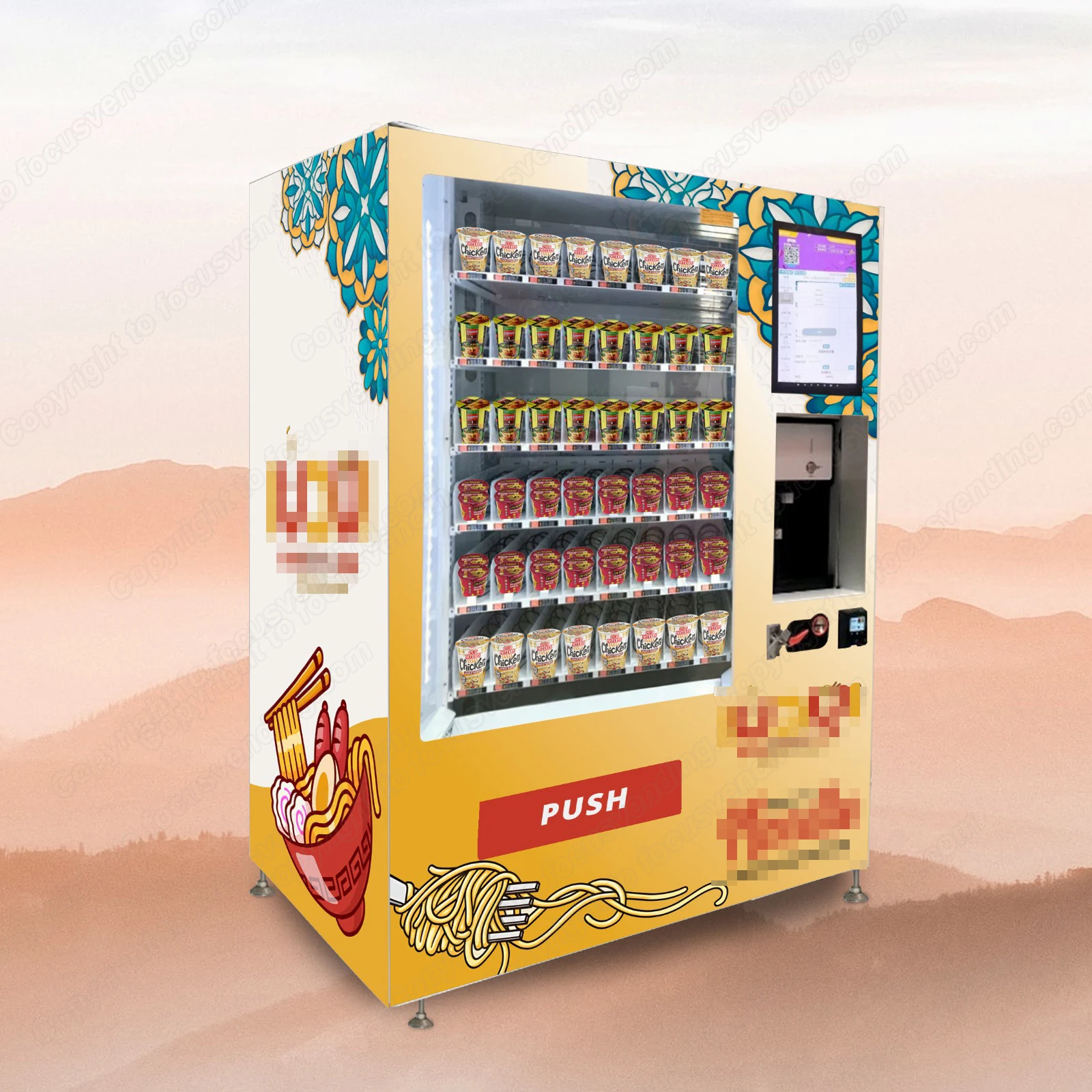 instant noodles vending machine with hot water dispenser brew coffee and tea