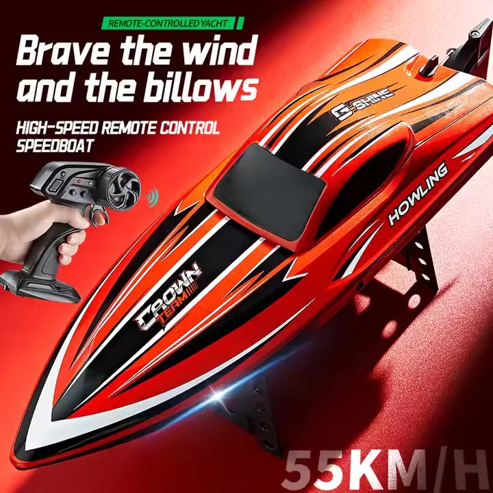 55km/h Factory Rechargeable Remote Control 360 Degree High Capacity Battery 2.4G Light Engines Electric Yacht Plastic Rc Boat