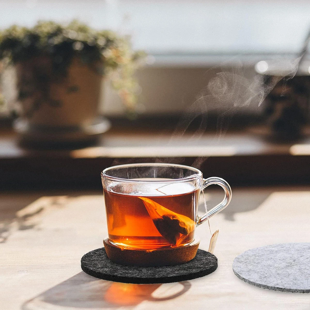 Custom Round Felt Coasters for Drinks Dining Table Protector Pad Heat Resistant Cup Mat Coffee Tea Hot Drink Mug Placemat