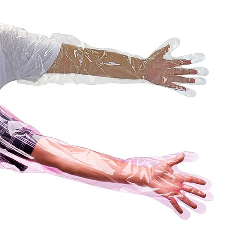 Veterinary consumables plastic ldpe eva long disposable shoulder length veterinary gloves