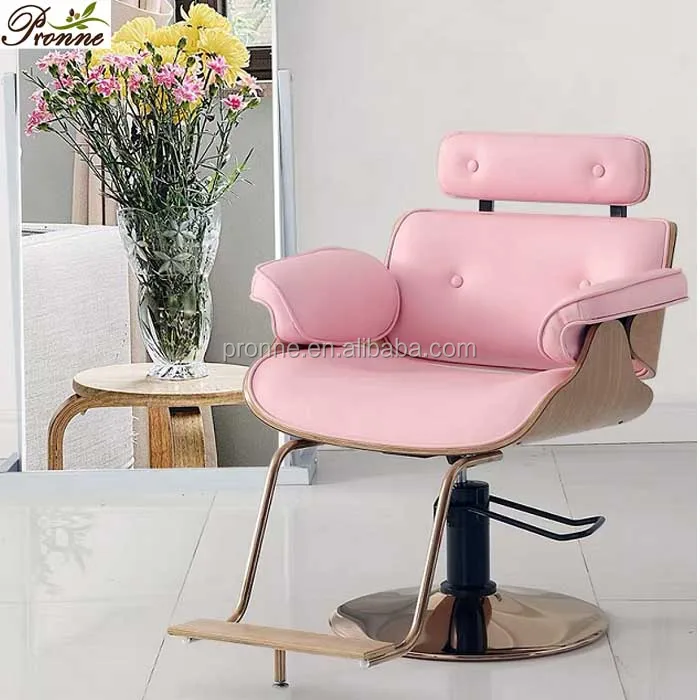 New style stainless steel wood painting hydraulic Pink hairdressing chair