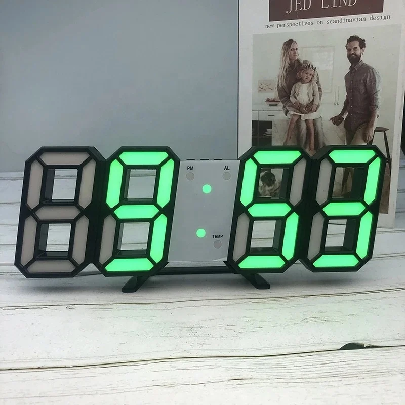 3D LED Digital Clock Wall Deco Glowing Night Mode Adjustable Electronic Table or Wall Clock Decoration Living Room LED Clock