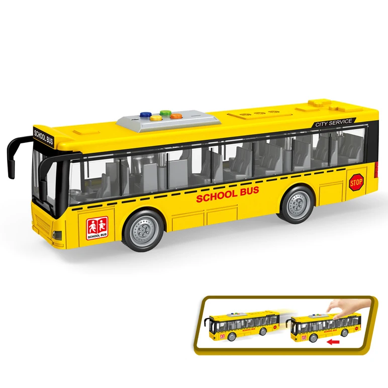 ODM/OEM Custom Model School Bus Toys 1:16 Electric Friction School Bus Toys With Open Door And Light Music