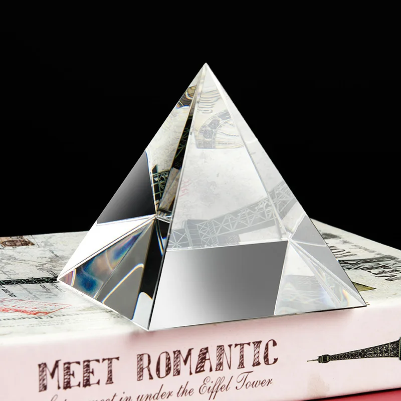 Custom K9 Crystal Pyramid Paperweight 40mm 50mm 60mm Clear Glass Pyramid Paper weight Custom Logo Desktop Ornament