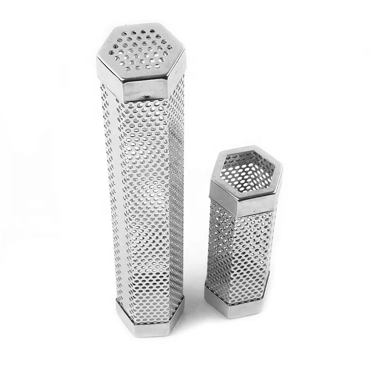 wood pellet smoker box for cold smoking perforated hole wood pellet smoker