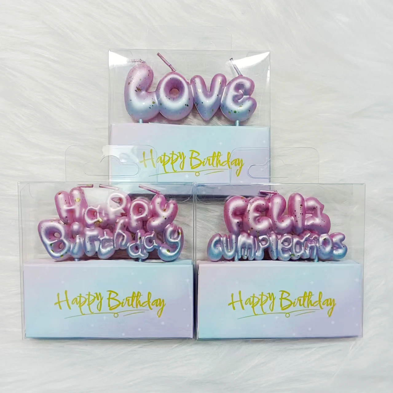 New Gold-plated Color Happy birthday /LOVE Letters Happy Birthday Candles Creative Cake Topper Birthday Fire Candle