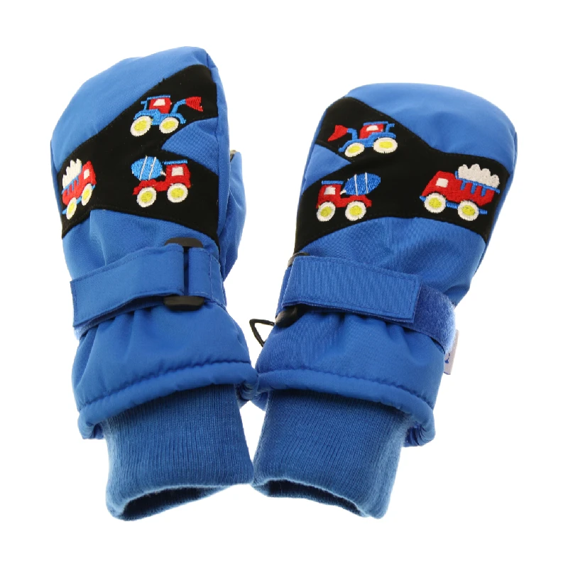 Thick leather ski gloves winter ski sports mittens down warm long cuff baby kids ski mittens