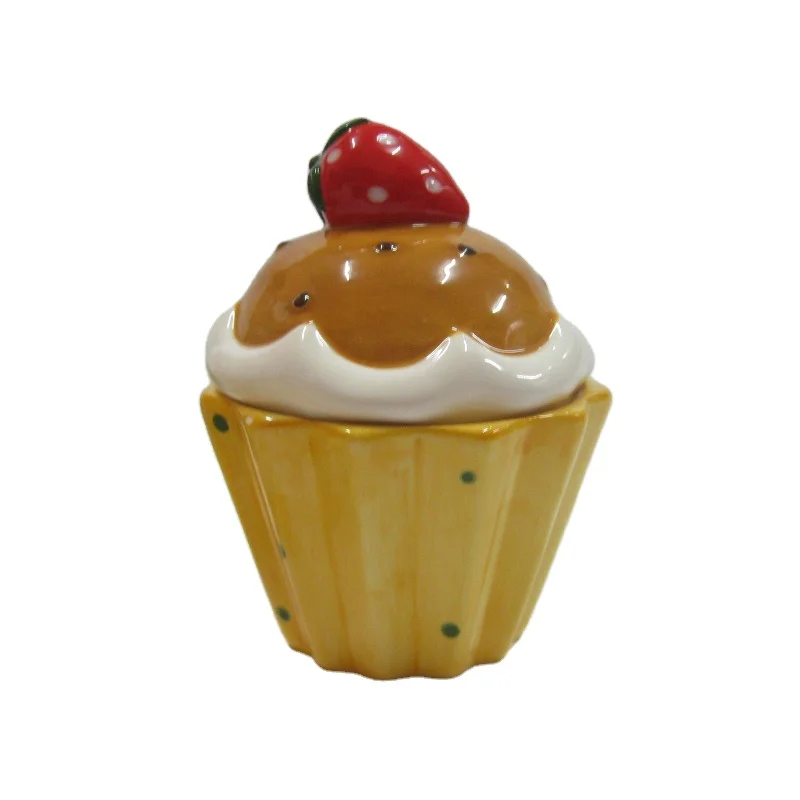 Custom Ceramic Unique Cookie Jar Gift Crafts Porcelain Cupcake Shaped Candy Jar with Lid