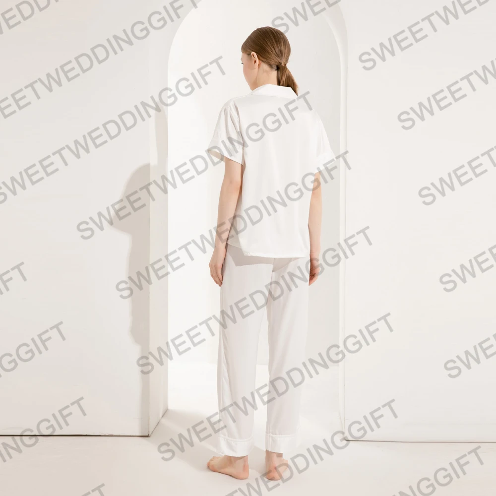 928 Factory Customized sexy Satin Silk Sleepwear Pajamas Plain bridesmaid pajamas set