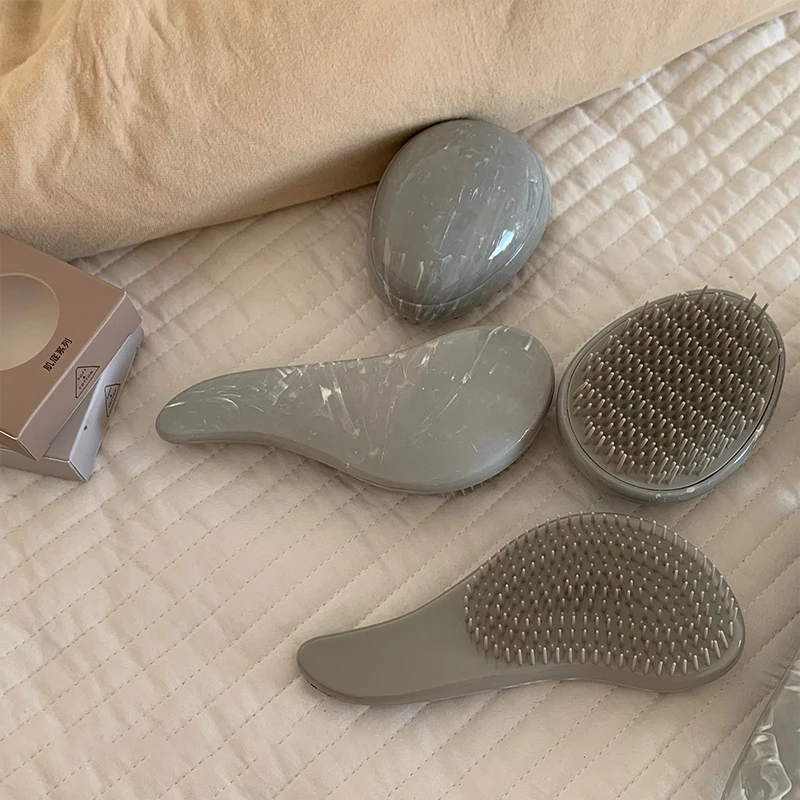 3 pieces egg comb and straight hair brush Marble Non knotted Smooth Hair Soft Teeth Elliptical Hairdressing Comb styling tools