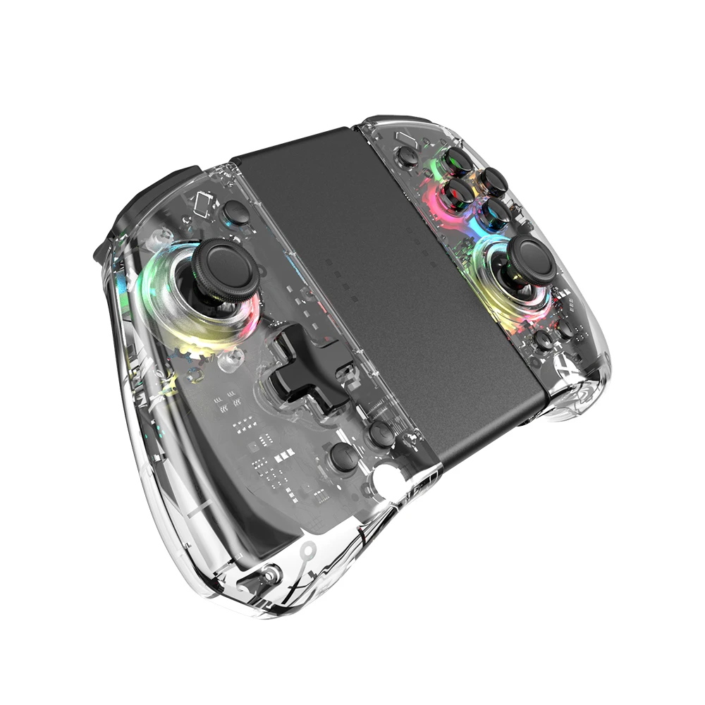 Transparent Switch pro controller  Left and Right Joypad with RGB light  Programmable Function Turbo Wireless Joypad