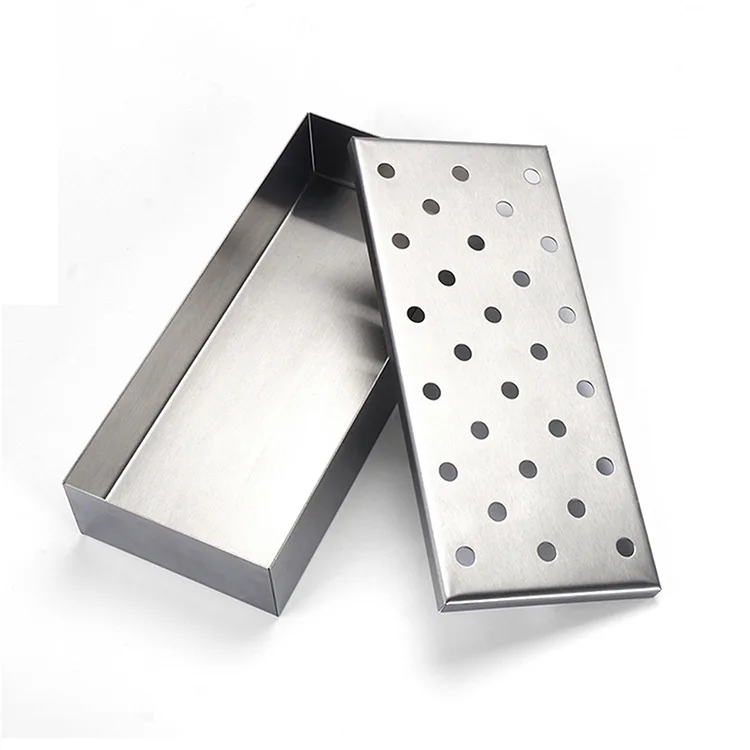 High quality Stainless Steel big Smoked Sawdust Smoking Box professional Outdoor BBQ Tools BBQ Meat Smoking Box With Lid