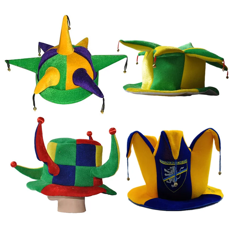 Custom Carnival Velvet Embroidery Logo Italian Brazil Football Club Team Fan Bucket Hat With Horn And Bell Decoration