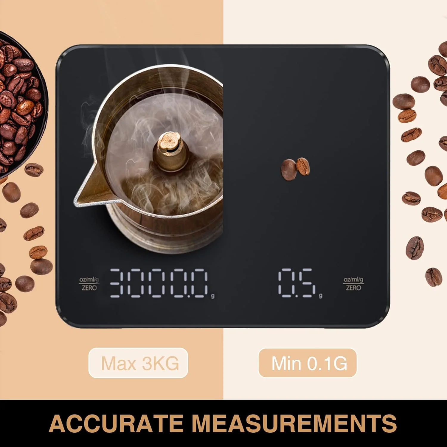 USB Charging Coffee Electronic Scale Household Kitchen Scale Small Coffee Bean Weighing Device Automatic Timing Coffee Scale