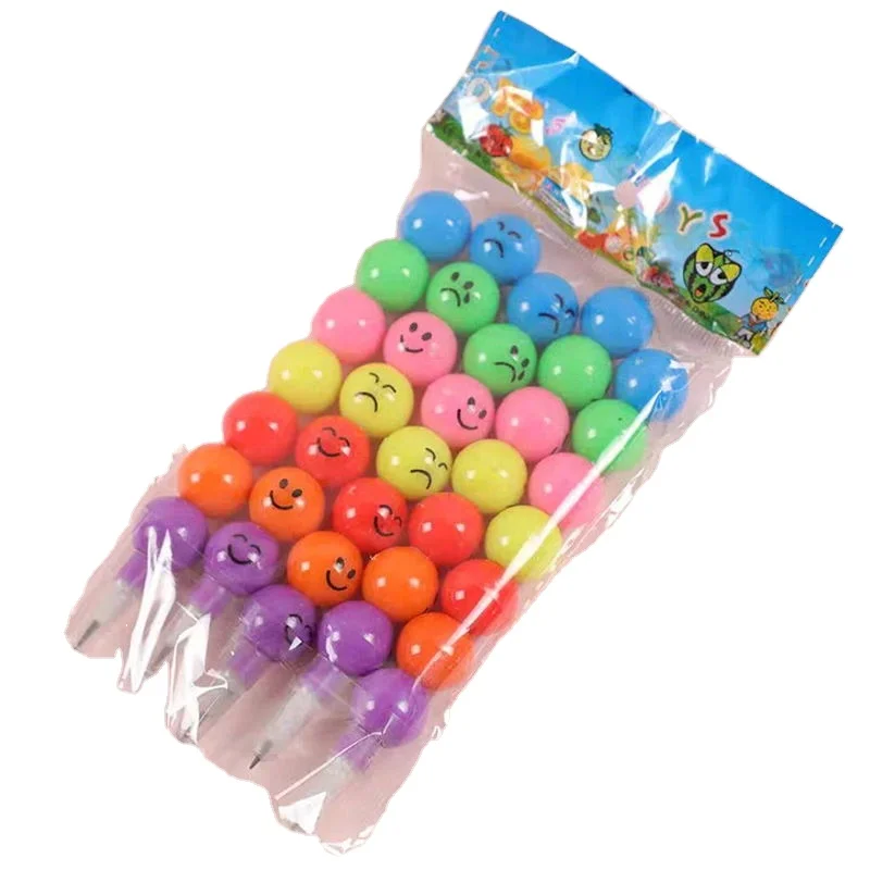 New Originality Whosale High Specifications Students DIY Funny 7 Colors Building Smiling Face Pencil