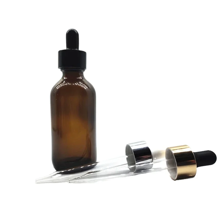 1oz 2oz 4oz 15ml 30ml 60ml 120ml boston amber cosmetics empty essential oil face serum glass dropper bottles with pipette