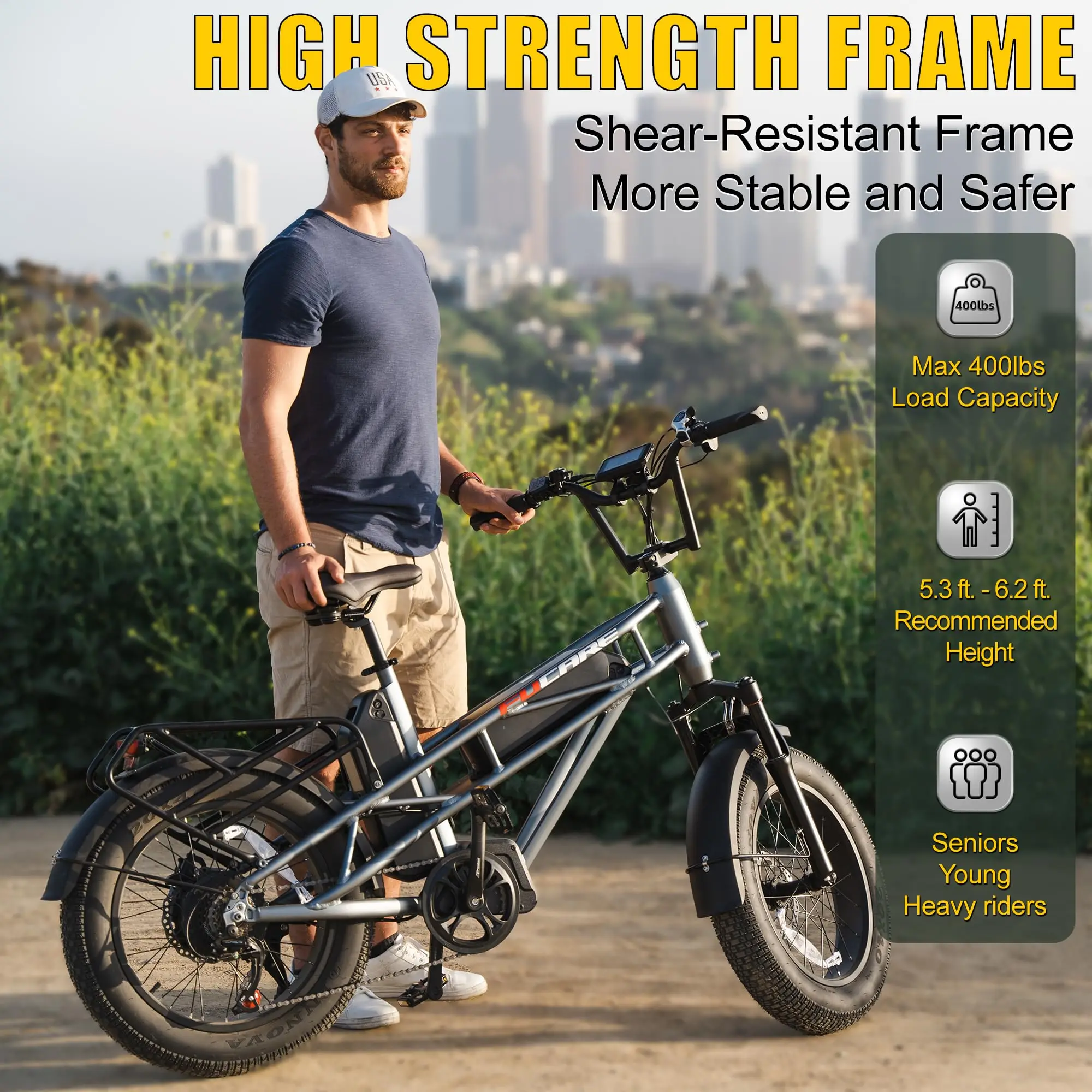 Fucare E-Bikes Gemini X Dual Battery 30AH 750W 48V Motor 31MPH Max Speed 100-120 Miles  Electric Bike for Adults