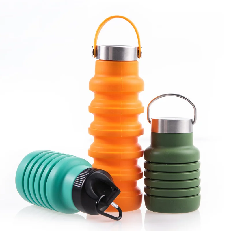 Portable Travel Folding Sports Water Bottles Foldable Silicon Bottle Leak Proof Collapsible Drink Bottle