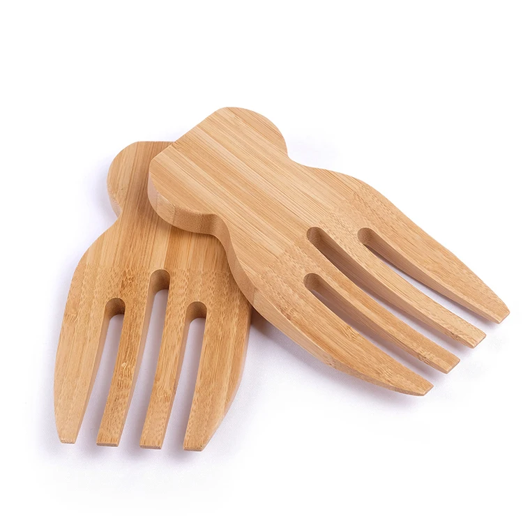 Wholesale Kitchenware Cutlery Set Eco-friendly Bamboo Salad Claw Salad Hand