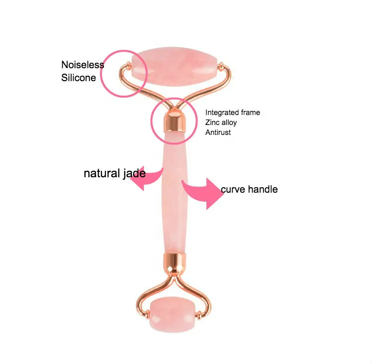 2019 100% best natural gua sha rose quartz pink natural jade ball roller massager tool for face