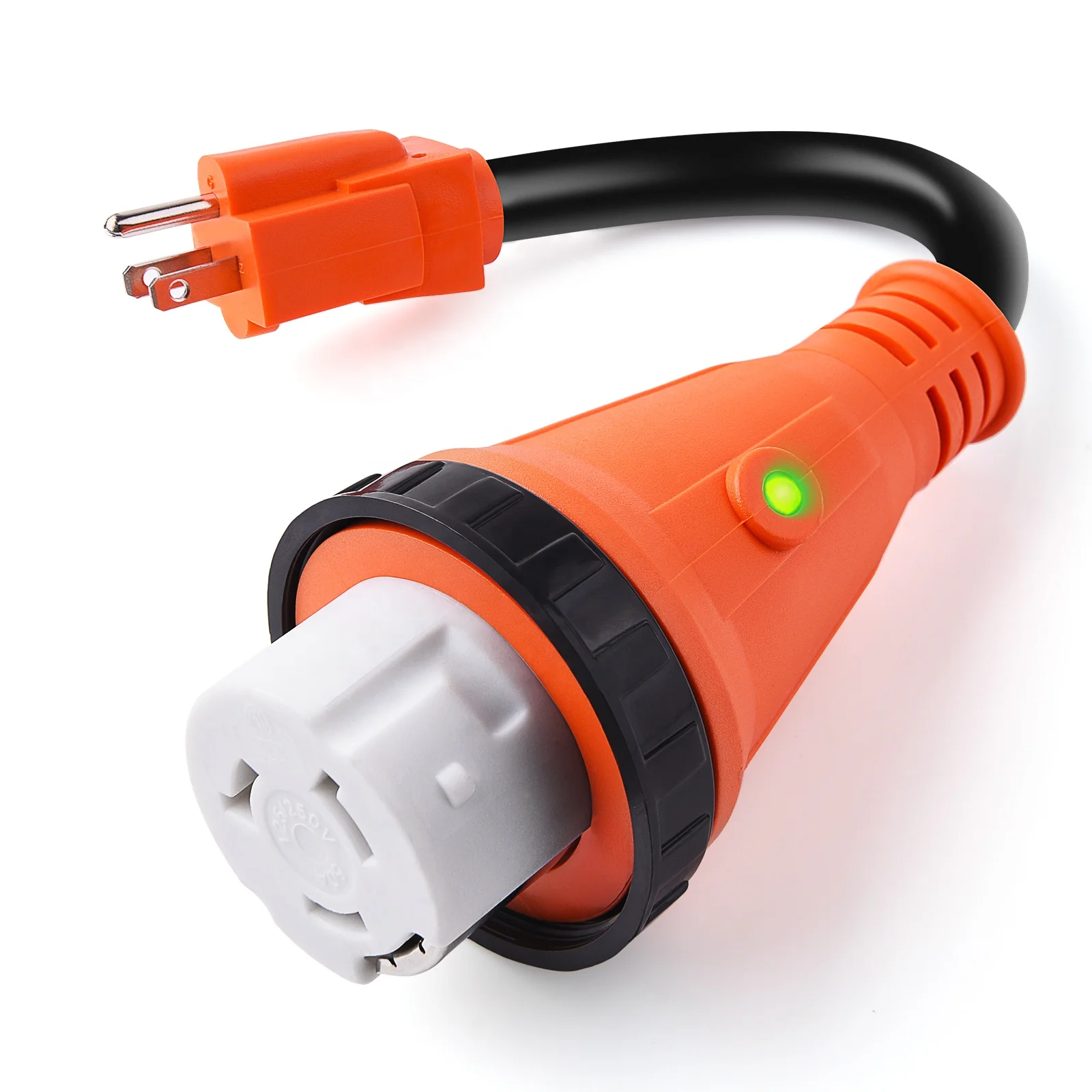 MICTUNING Heavy Duty RV Accessories 15A Male to 50A Female LED Indicator RV Electrical Power Cord Plug Generator Adapter Socket