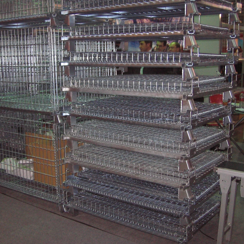 Peterack Foldable Mesh Storage Cage Corrosion Protection Industrial Metal Box Gitterbox Powder Coated Wire Mesh Container