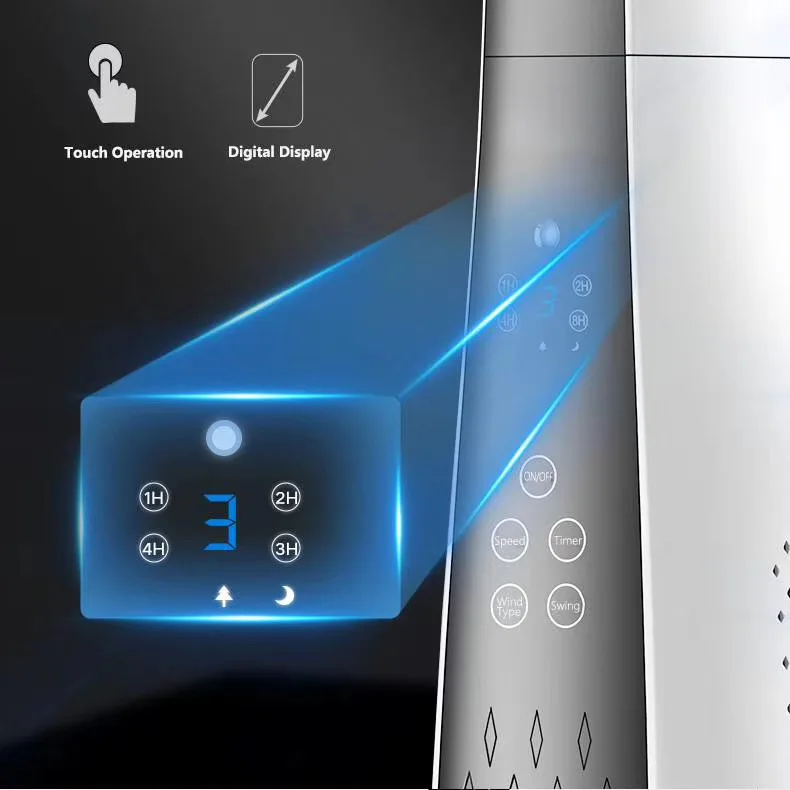 3 Speed & 3 model  high quality indoor using led display bladeless oscillating  electric tower fan with timer and remote control