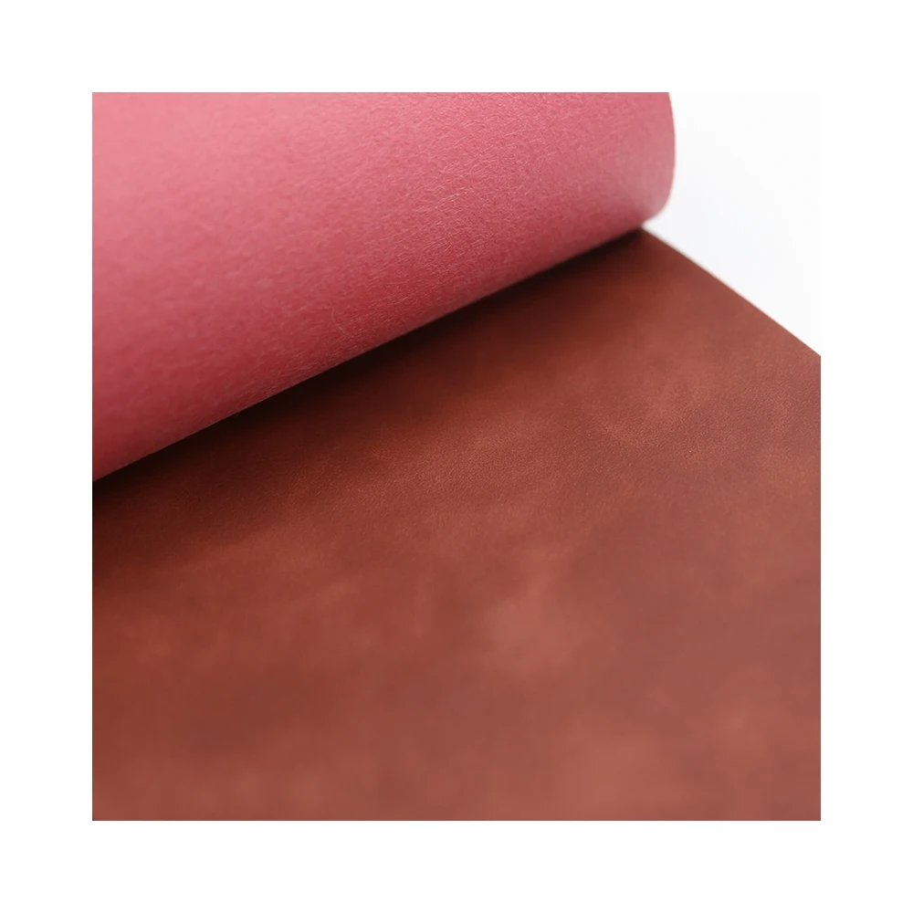 Custom Printing Color Change 0.7mm Nonwoven Coagulated Emobssing Waterproof PU Leather Fabric For Notebook Jean Label