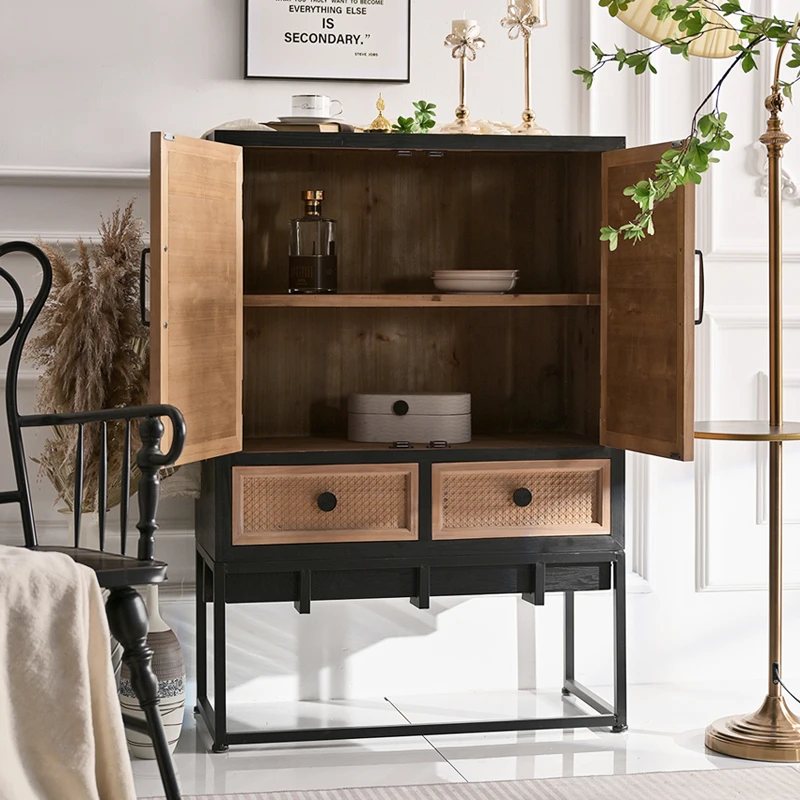 INNOVA New design accent metal wooden storage hallway entry buffet cabinet furniture with drawer and door