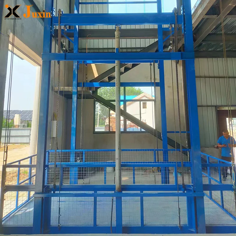 Chain type guide rail of warehouse loading and unloading elevator can be installed indoors and outdoors