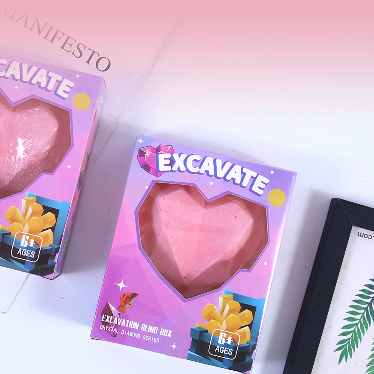Wholesale Educational Archaeological Dig Kits for Girls Plastic Heart Gemstone Ring Cross-Border Princess Plaster Toys Children