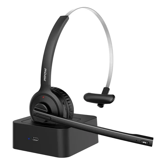 Mpow M5 Pro BT 5.0 Headphones With Mic Charging Base Wireless Headset For PC Laptop Call Center Office 18H Talking Time