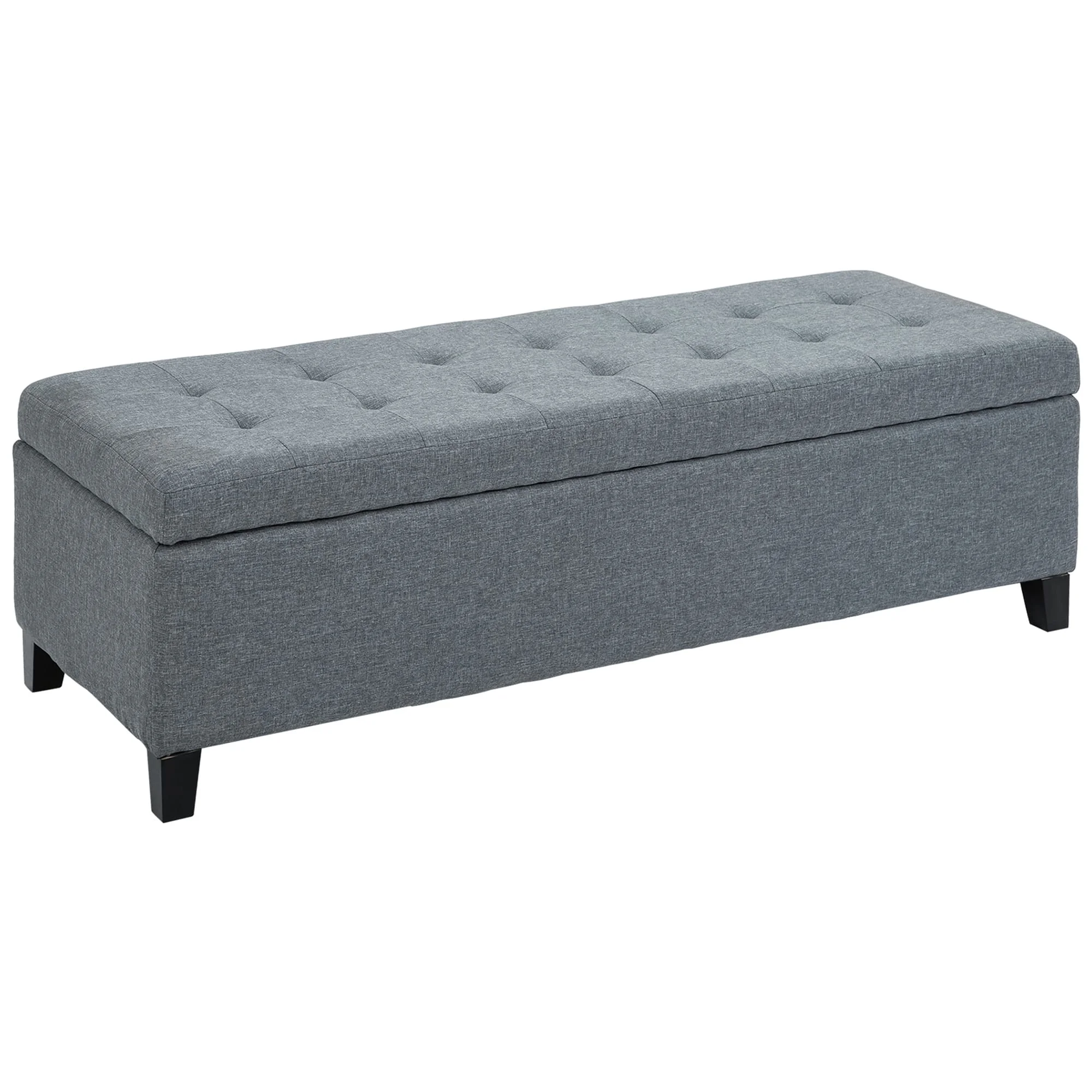 living room footrest with storage bedroom grey linen fabric bench stools & ottoman