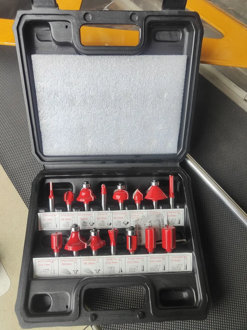 HIERKIN 15pcs/set woodworking milling cutter carbide router bits for wood engraving cutting tools milling cutter