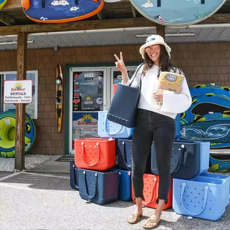 New Design Portable Summer Waterproof EVA Beach Bitty  Bag Rubber Beach Handbags Silicone Small Baby Bag