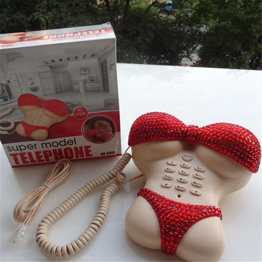 Креативный стационарный телефон в форме бикини с красной гарнитурой, проводной телефон с кнопками, украшение для дома и спальни