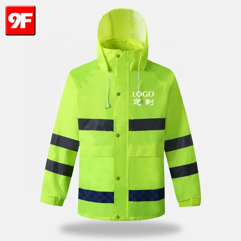 9F Water proof Oxford Fabric Rain Reflective Safety Jackets