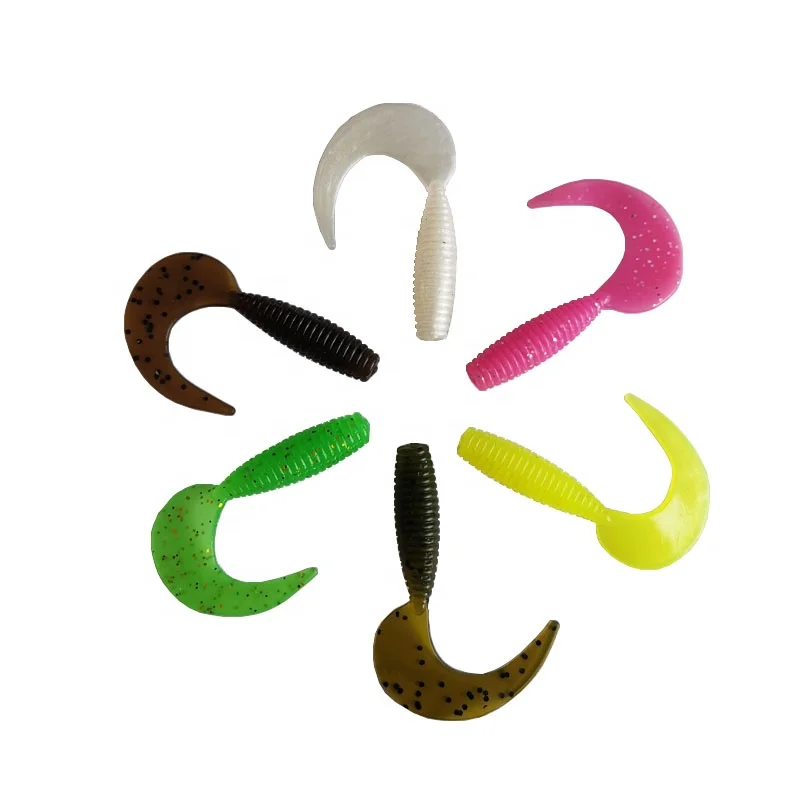 silicone coiling tail lure 50mm/70mm worm lure fishing soft plastic fishing lures