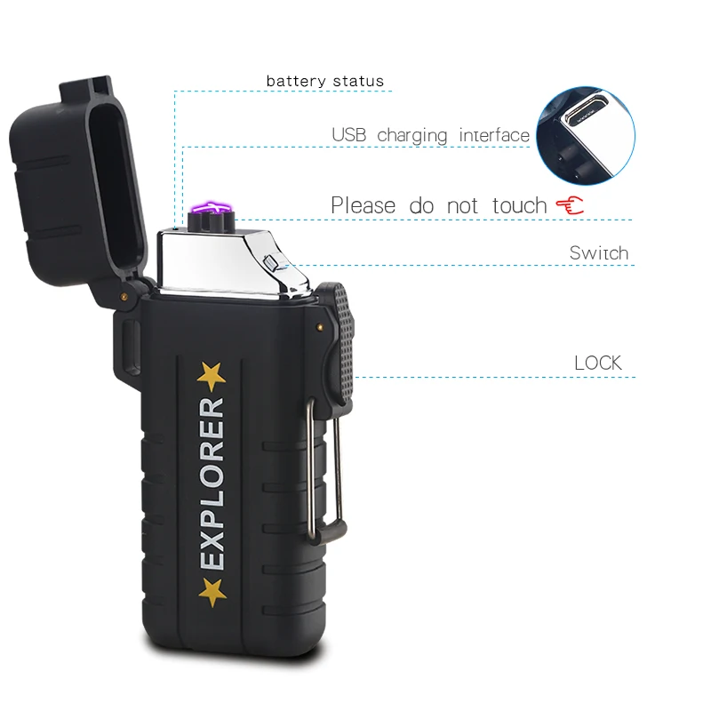 TK9005 Arc usb lighter outdoor bbq mutifunction kitchen lighter PC manufacturer patent cheap promotion scalable candle lighters
