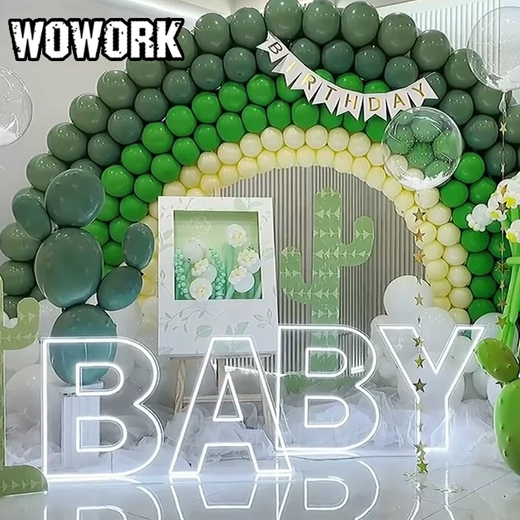 WOWORK 4ft 5ft acrylic RGB neon sign numbers letter standing flex for baby shower party decoration