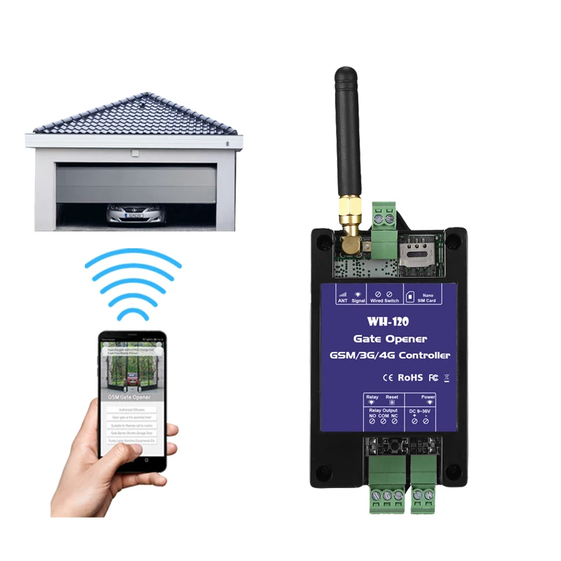 GSM 4G Relay Switch Remote Access Controller Automatic Gate Opener Control by free phone call WH-120