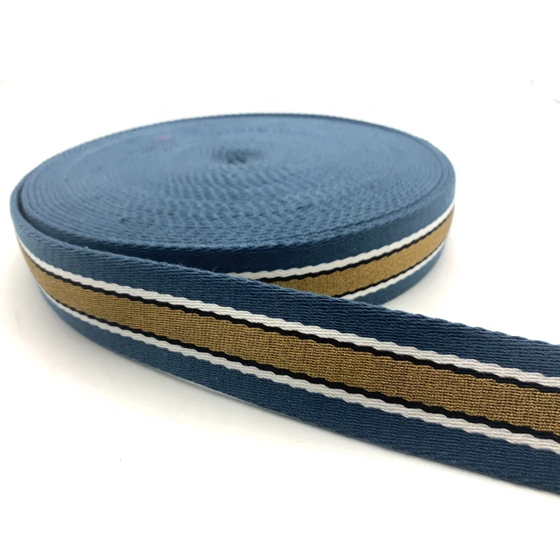 gold metallic mix cotton webbing 1.5 inch 2.8mm thickness for bag straps