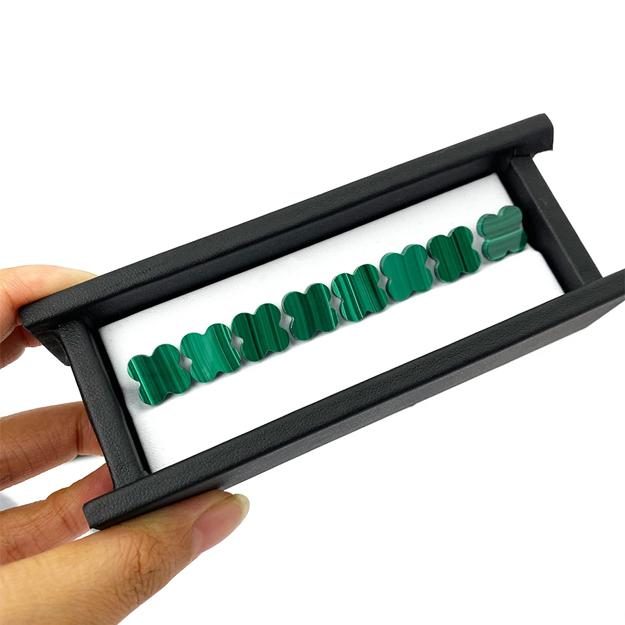 Natural Malachite Gems Custom Cut Size Shape Wholesale High Quality Four Leaf Clover Double Sided Flat Gemstones Malachite