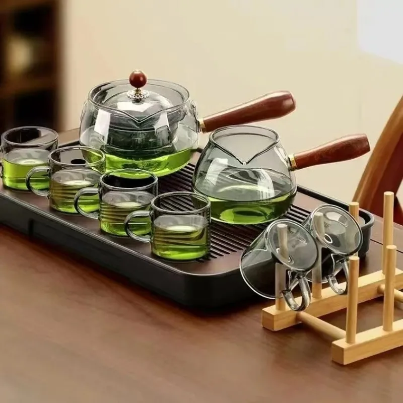 new design high borosilicate fair cup boiling teapot making teapot home brewing Glass Teapot