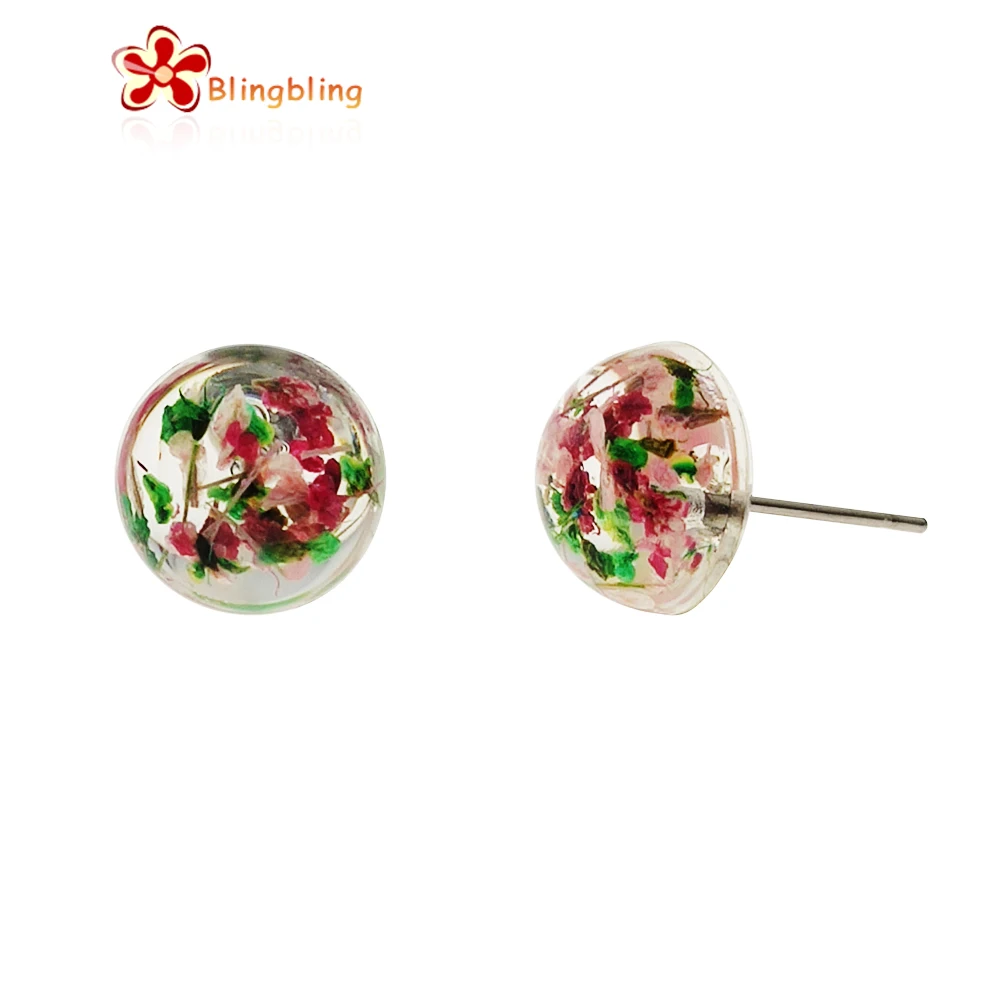 Acrylic stud round button flower earrings flower women 2020