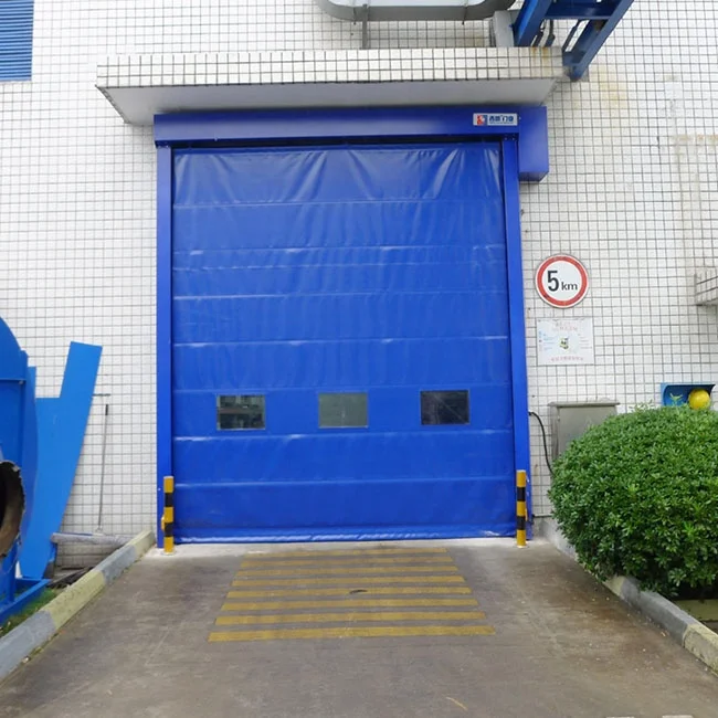 SEPPES pvc rapid roller door hot selling high speed stacking door big transparent window high speed door with radar